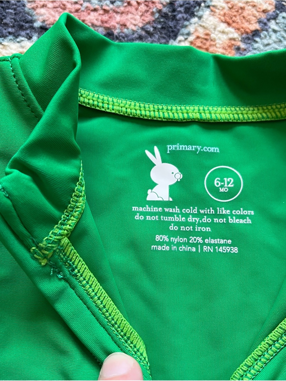 Primary Green Baby Rash Guard 6-12mo - Picture 3 of 3